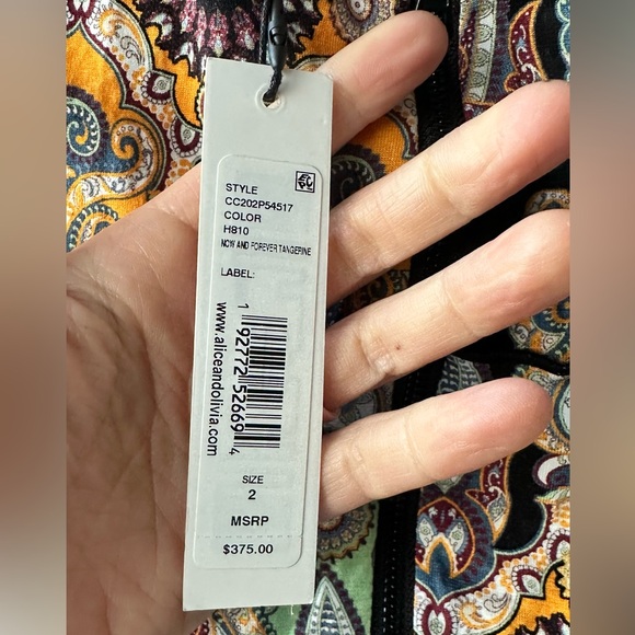 🆕 Alice + Olivia, Delora Paneled Flare Mini Dress Paisley, Size 2 | 350 - Picture 6 of 9